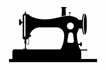 
Sewing machine silhouette, sewing machine old retro vintage icon vector illustration
