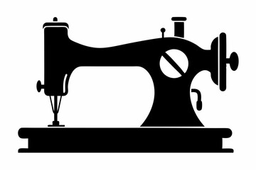 
Sewing machine silhouette, sewing machine old retro vintage icon vector illustration
