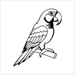 Black and white coloring page Animals parrot icon Vector stock illustration