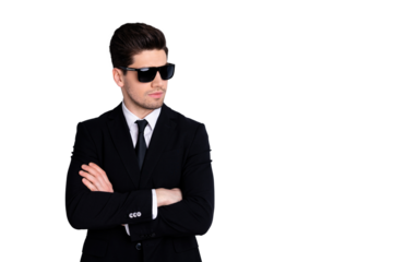 Portrait of classy handsome millennial marketer good-looking specs classic outfit feel independent calm relaxed ready work create startup strategy  gentlemen concept isolated silver background