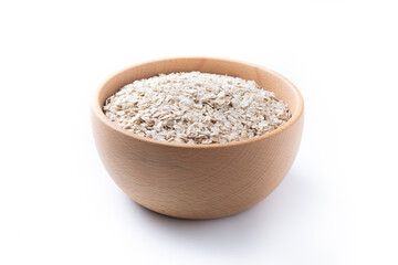 Sesame seeds in wooden bowl isolated on white background