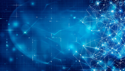 Obraz premium Abstract futuristic blue background with dynamic lines and geometric patterns