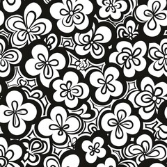 A vector illustration of flower-shaped numbers, outlined in black for a creative coloring page