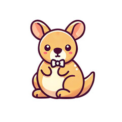 A cute cartoon illustration of a kangaroo sitting down