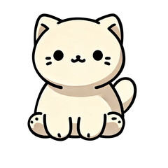 Obraz premium A cute cartoon illustration of a white kitten sitting down