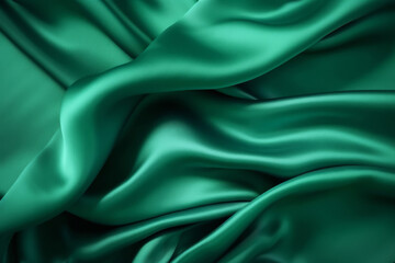 Obraz premium Processed collage of emerald green silk surface texture. Background for banner, backdrop