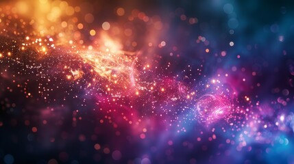 Fototapeta premium Abstract galactic shimmering lights in vibrant colors background, glowing concept