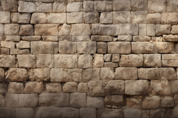 Processed collage of old ancient sand block wall texture in daylight. Background for banner