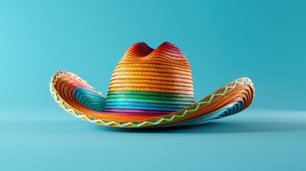 mexican sombrero, 3d style , blue background © pook