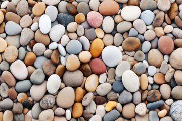 Processed collage of sea shore pebbles texture. Background for banner, backdrop or texture
