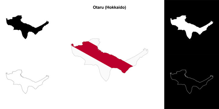Otaru (Hokkaido) outline map set