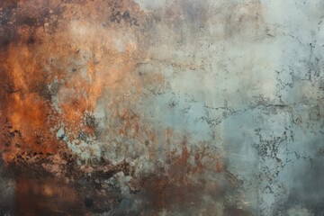 Processed collage of old rusty metal sheet texture in daylight. Background for banner