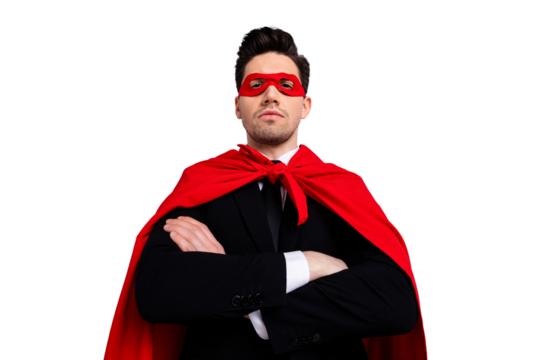 Close-up low angle view portrait of his he nice attractive classy bearded proud arrogant guy wearing bright vivid super look outfit accessory ready to rescue isolated over light gray background