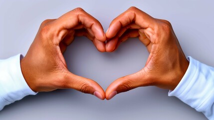 Obraz premium Male hands in a white shirt in the shape of a heart isolated