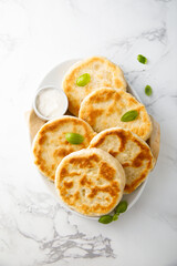Homemade flatbread with yogurt