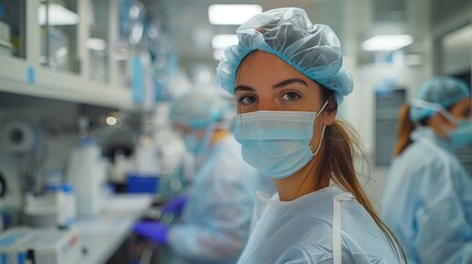 The sterile, clean environment of the clinic, with the woman on the treatment table and the doctor wearing a mask and gloves, ready to perform the injection
