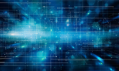 Minimalistic blue abstract background with geometric lines and digital elements