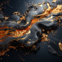 Luxurious Black Marble with Glossy Gold Patterns and Elegant Finish