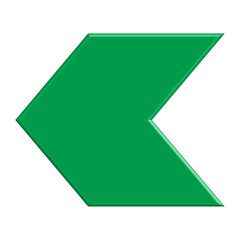 Green arrow pointing left direction symbol realistic 3d icon design for element