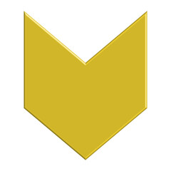 Yellow arrow downward direction symbol realistic 3d icon design for element