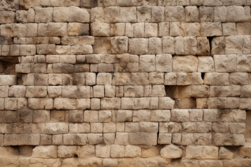 Fototapeta premium Processed collage of old ancient sand block wall texture in daylight. Background for banner