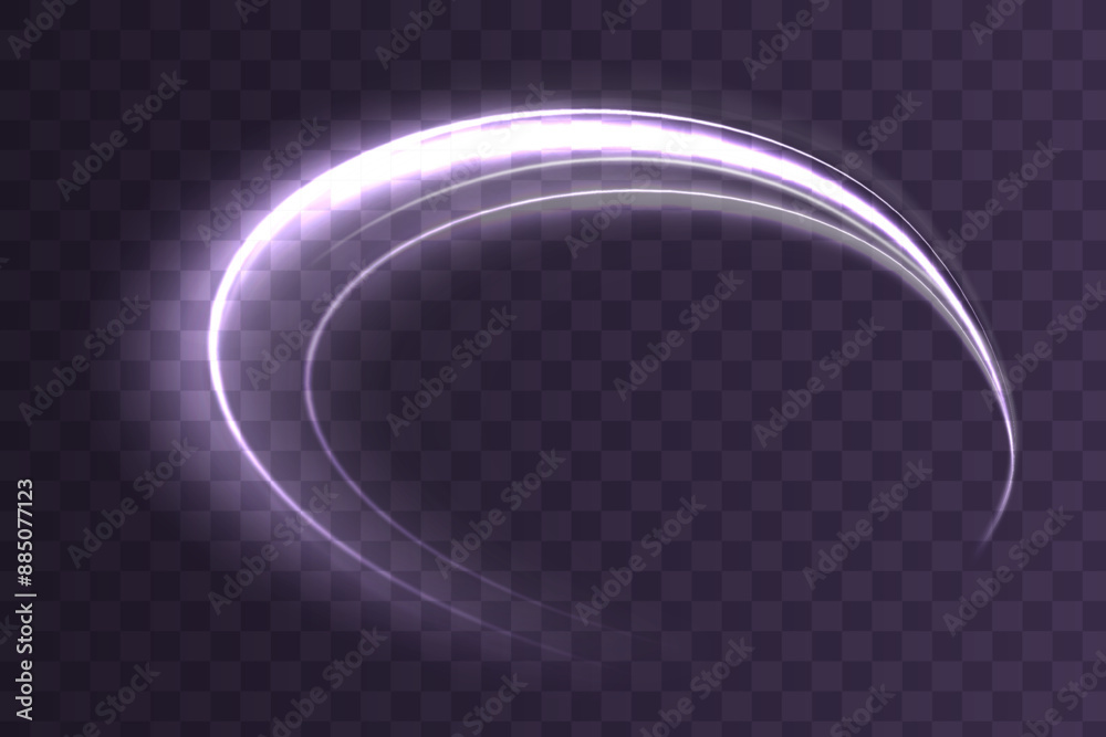 Poster glowing shiny spiral lines effect. curved line light. glittering wavy trail. swirling glow neon circ