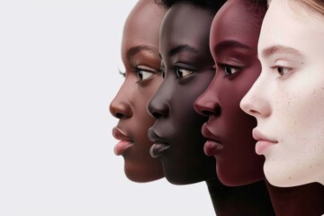 Diverse Women with Foundation Shades Close-Up. Beautiful simple AI generated image in 4K, unique.