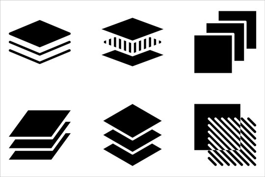 Layer line icon set. Layout sign on white background