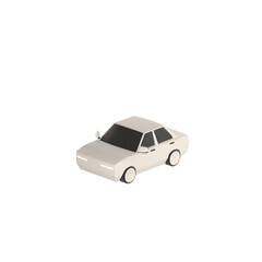 lowpoly 3d white car icon object