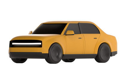 3d lowpoly orange car object