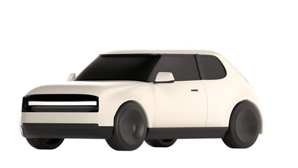 lowpoly 3d white car icon object