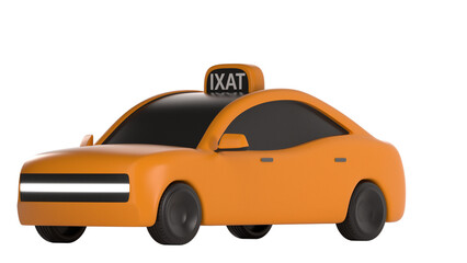 3d lowpoly orange taxi icon object