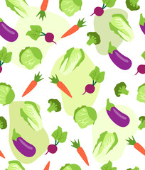 A pattern of vegetables on a white background.