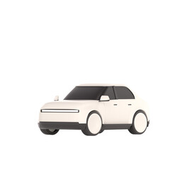 lowpoly 3d white car icon object