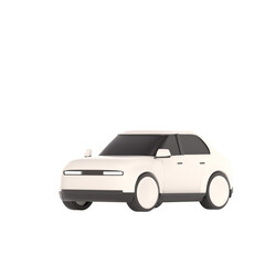 lowpoly 3d white car icon object