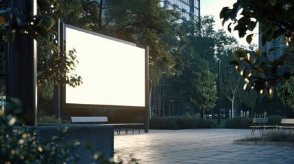 Fototapeta premium display blank clean screen or signboard mockup for offers or advertisement in public area - Generative AI