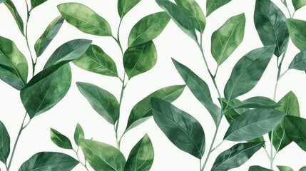 Green plant and leafs pattern. Pencil, hand drawn natural illustration. Simple organic plants design. Botany vintage graphic art. 4k wallpaper, background. Simple, minimal, clean design.