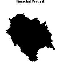 Himachal Pradesh state blank outline map