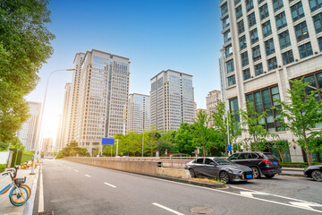 The skyscrapers in the financial district, Wuhan, Hubei, China.