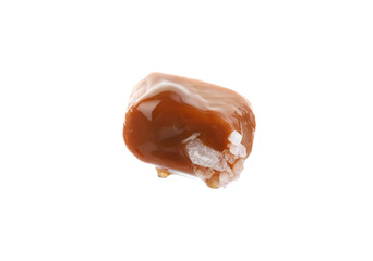 Yummy candy with salted caramel isolated on white