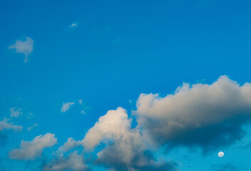 Fototapeta premium background of bright blue sky and white clouds during the day