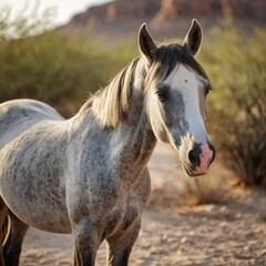 Obraz premium white horse head face