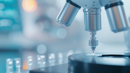 Industrial robot performing precision tasks, big data interface showing analytics, close-up on mechanical and electronic details, ultra-clear and sharp, focus cover all object