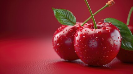 Obraz premium Fresh cherry isolated on matching background in close up view