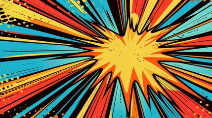 Fototapeta premium Pop art speech burst with bold colors and dynamic lines, perfect for comic-style designs