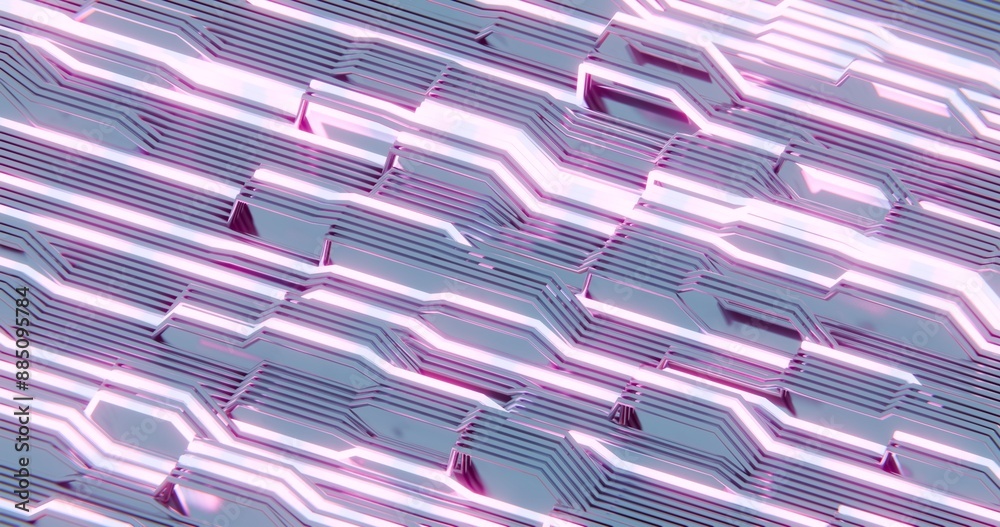 Poster abstract 3d circuit board design with pink neon highlights