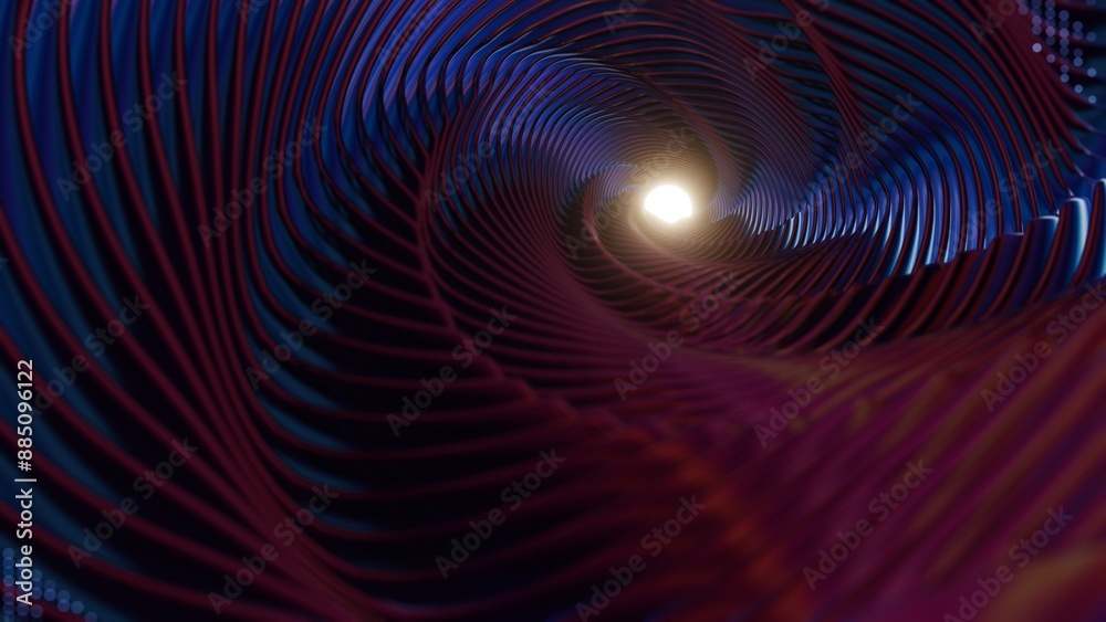 Poster Abstract Spiral Tunnel with Neon Lights and Dynamic Curves..