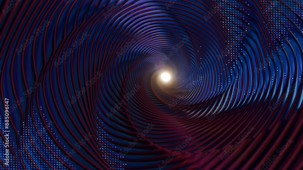 Poster Abstract Spiral Tunnel with Neon Lights and Dynamic Curves..