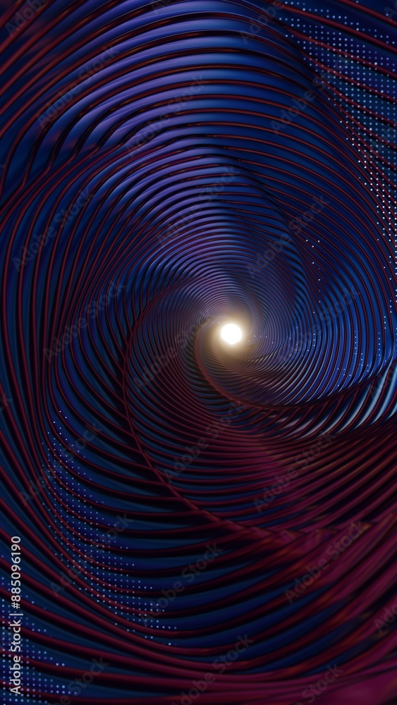 Poster Abstract Spiral Tunnel with Neon Lights and Dynamic Curves..