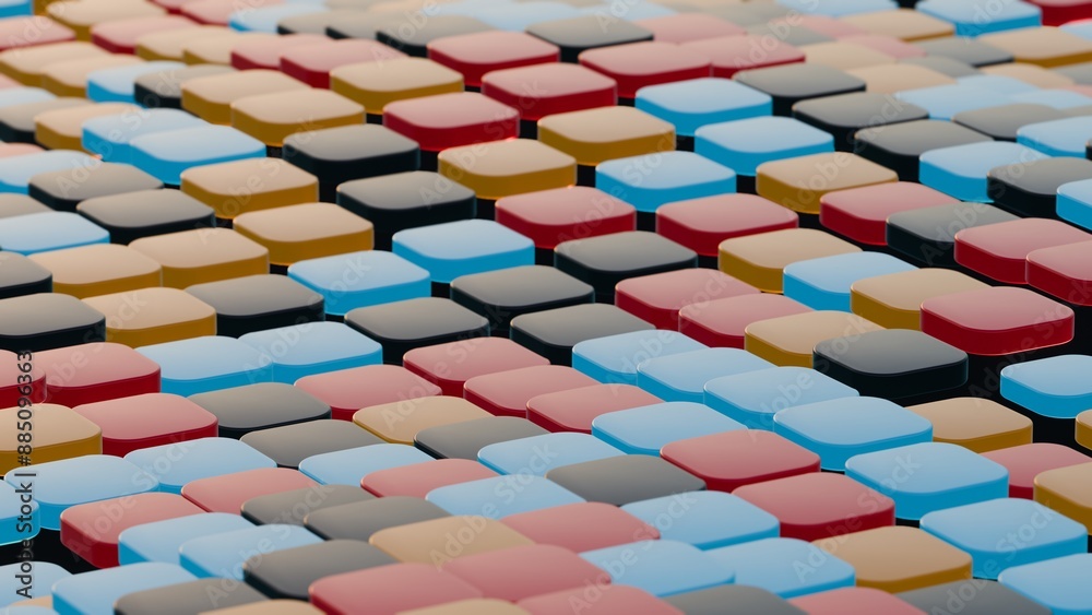 Aufkleber Floating Multicolored Transparent and Opaque Cubes on Black Background..